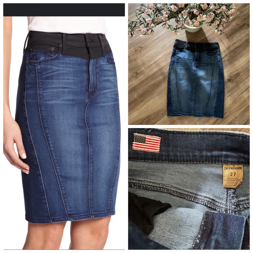 True Religion Chloe Denim Pencil Skirt.
